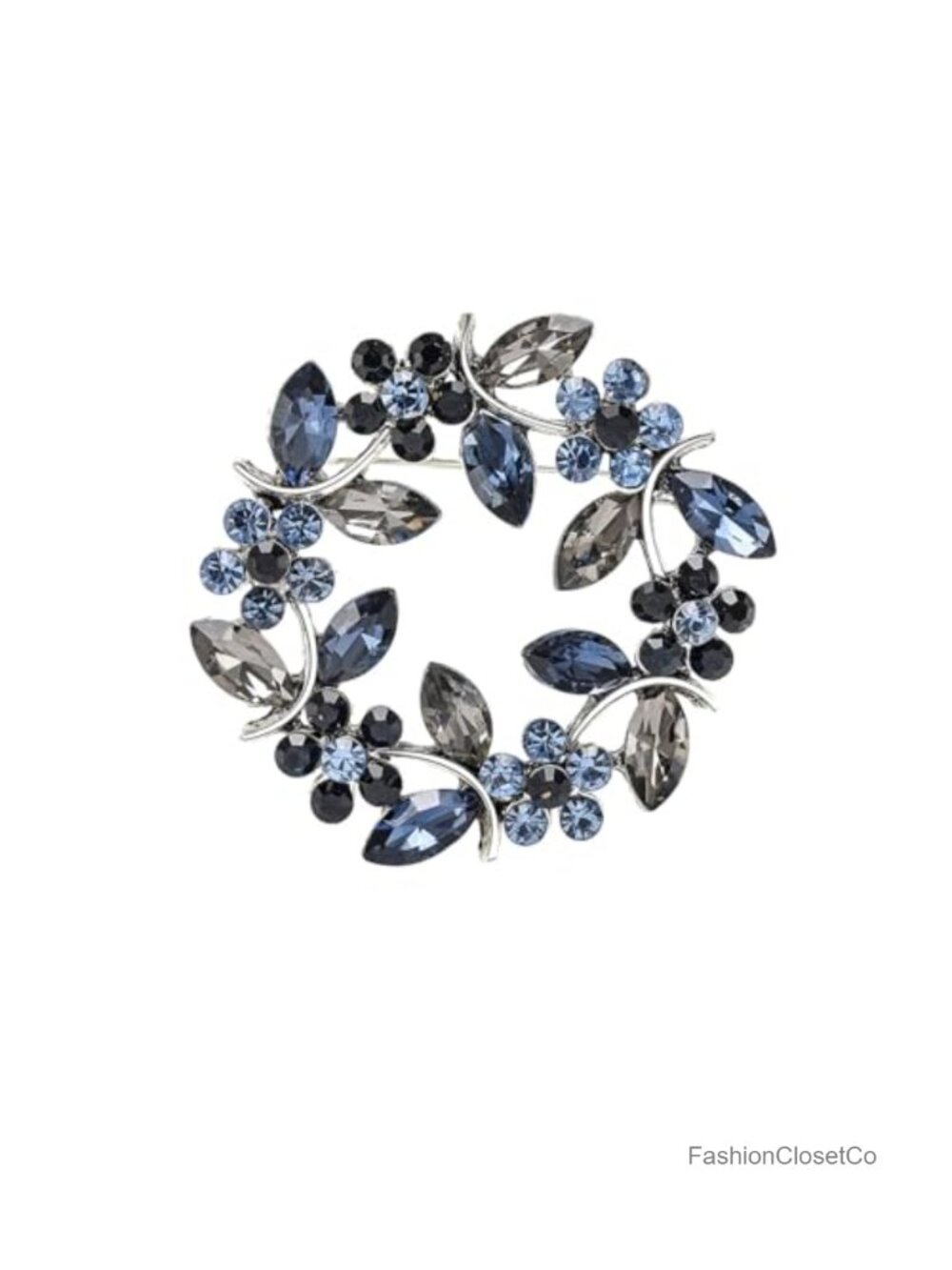 Crystal Wreath Olive Branch Brooch Pin Statement Lapel Coat Accessory